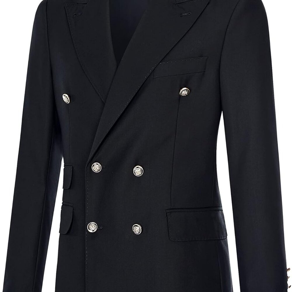 Men's Slim Fit 2 Piece Suit Double Breasted Business Wedding Prom Tuxedo Suits B - Picture 8 of 8